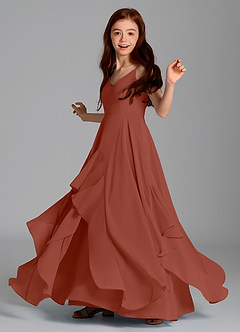 Azazie Karan Junior Auburn A-Line Chiffon Dress image5
