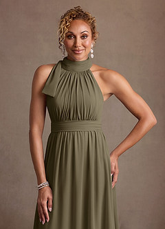 Azazie Antoinette Mother of the Bride Dresses Willow Green A-Line Pleated Chiffon Dress image5