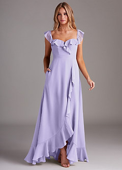 Azazie Lyra Bridesmaid Dresses Lilac A-Line Chiffon Convertible Dress image3