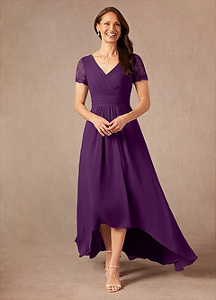 Azazie Polly Kleider für die Brautmutter A-Linie Spitze Chiffon Kleid Traube image5