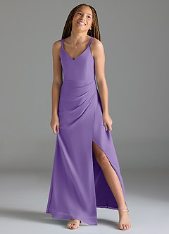 Azazie Leo Junior Tahiti Mermaid Pleated Chiffon Dress image4