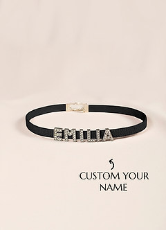 front Colar gargantilha de couro com nome personalizado