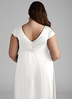 Azazie Allessia Maternity Bridesmaid Dresses A-Line Pleated Stretch Satin Floor-Length Dress image12