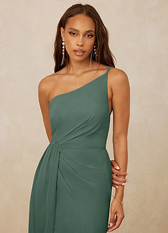 Christian Siriano Bridal for Azazie 1003 Bridesmaid Dresses Sea Moss Sheath One Shoulder Chiffon Dress image4