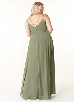 Azazie Janine Abiti da Damigella Abito A-Line in Chiffon con Scollo a V Pistacchio image7
