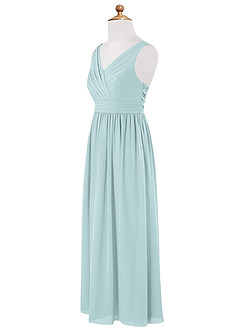 Azazie Kora Junior Mist A-Line Pleated Chiffon Dress image7