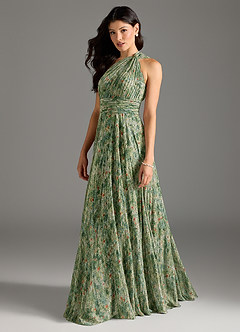 Azazie Charlize Bridesmaid Dresses Meadow Bloom A-Line One Shoulder Chiffon Dress image4