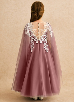 Azazie Dandelion Robe Demoiselle D'honneur Fillette Robe Princesse en Dentelle Rose Du Désert image2