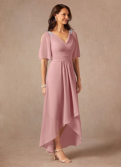Azazie Pascual Mother of the Bride Dresses Dusty Rose A-Line Pleated Chiffon Dress image5
