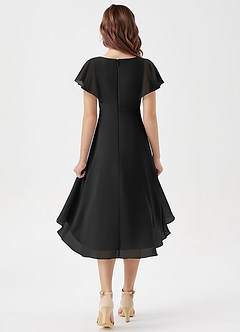Azazie Graciela Junior Black A-Line Pleated Chiffon Dress image2