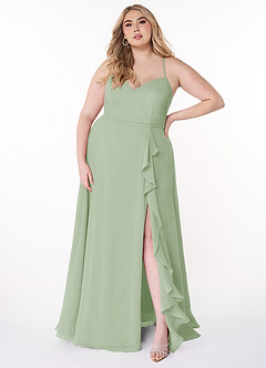 Azazie Naeem Bridesmaid Dresses Dusty Sage A-Line V-Neck Ruffle Chiffon Dress image7