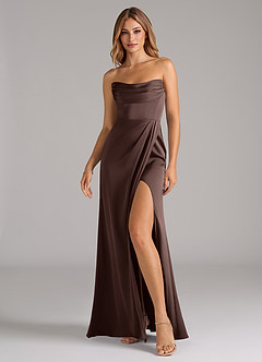 Azazie Johana Bridesmaid Dresses Ganache Mermaid Off the Shoulder Stretch Satin Convertible Dress image6