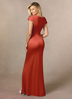 Azazie Anderson Kleider für die Brautmutter A-Linie Plissee Stretch-Satin Kleid Rost image5