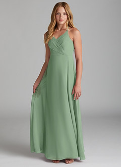 Azazie Davis Junior Jurk van Chiffon met A-Lijn Matcha image3