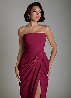 Azazie Nyra Abiti da Damigella Abito Tubino in Chiffon Corsetto Borgogna image5