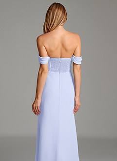 Azazie Riley Robes de demoiselle d'honneur Robe Fourreau Convertible en Mousseline de soie Épaule décolletée Lavande image5