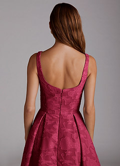 Azazie Amalie Bridesmaid Dresses Burgundy A-Line Pleated Floral Burnout Dress image6