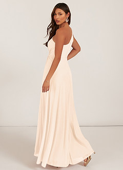 Azazie Brooke Jurken voor bruidsmeisjes Jurk van Mesh met A-Lijn One-Shoulder Parel Roze image14