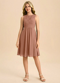 Azazie Skyla Junior Klä av A-Line i Chiffong Plisserad image3