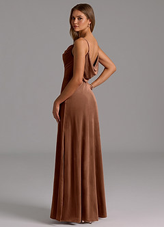 Azazie Olaine Bridesmaid Dresses Umber A-Line Pleated Velvet Dress image6