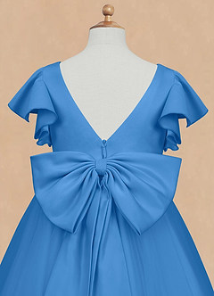 Azazie Kaeya Abiti da Ragazza di Fiori Abito A-Line in Tulle Fiocco Blue Jay image8
