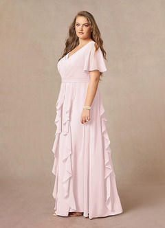 Azazie Watson Final Sale Blushing Pink A-Line V-Neck Chiffon Dress image8