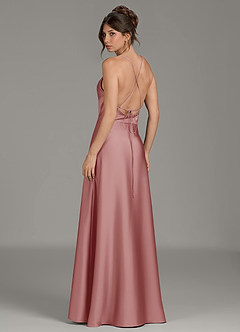 Azazie Eris Bridesmaid Dresses Dusty Rose A-Line Pleated Stretch Satin Dress image2