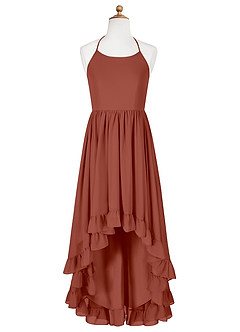 Azazie Sarafina Junior Auburn A-Line Lace Chiffon Dress image6