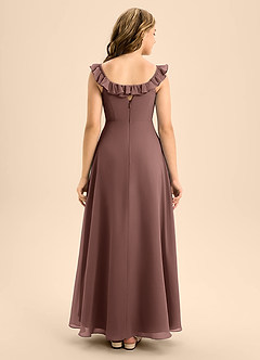 Azazie Callie Junior Abito A-Line in Chiffon Increspato Espresso image2