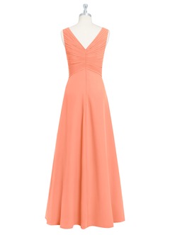 Azazie Flora Bridesmaid Dresses Sunset A-Line Pleated Chiffon Dress image8