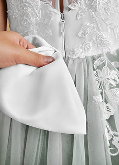 Azazie Bitsy Flower Girl Dresses Ivory Eucalyptus A-Line Lace Tulle Dress image7