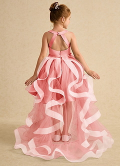 Azazie Julietta Blumenmädchenkleider Ballkleid Cabrio Tüll Kleid Koralle image1