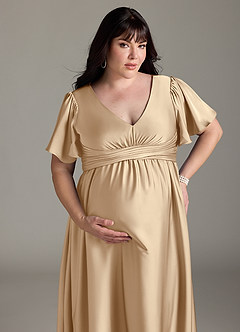 Azazie Verna Brautjungfernkleider für Schwangere A-Linie Gestreift Stretch-Satin Bodenlänge Kleid image15