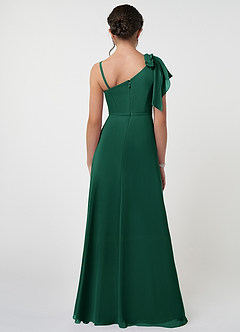Azazie Aidy Junior Emerald A-Line Bow Chiffon Dress image2