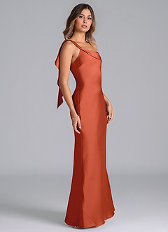 Azazie Driea Brudtärnklänningar Klä av Sjöjungfru i Stretch Satin Ena axeln Rost image4