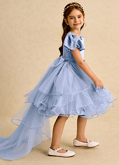 Azazie Cocoa Robe Demoiselle D'honneur Fillette Robe Princesse en Tulle Plissée Eis image1