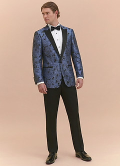 front Samuel Blu Polveroso Giacca da smoking con revers a lancia in jacquard floreale