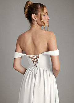 Azazie Caterina Bridesmaid Dresses White A-Line Corset Chiffon Dress image7