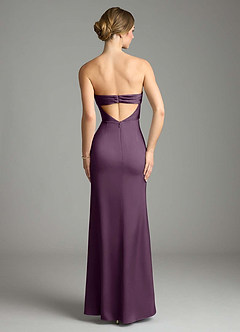 Azazie Leonis Bridesmaid Dresses Plum Mermaid Pleated Stretch Satin Convertible Dress image2