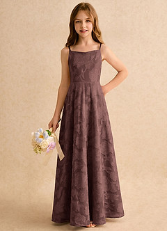 Azazie Jaella Girls Formal Flower Girl Klänningar Klänning A-linje i Blommig Utbrändhet Plisserad image4
