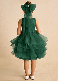 Azazie Tinie Blumenmädchenkleider Ballkleid Schleifen Tüll Kleid Dunkelgrün image6
