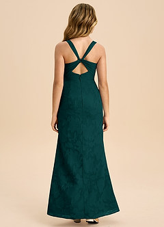 Azazie Mero Junior Pine Sheath Pleated Floral Burnout Dress image8