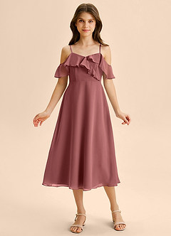 Azazie Kamilla Junior Klä av A-Line i Chiffong Av axeln image6