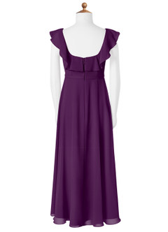 Azazie Jinny Junior Grape A-Line Ruched Chiffon Dress image5