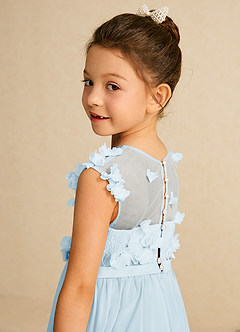 Azazie Arlo Flower Girl Dresses Sky Blue A-Line Bow Chiffon Dress image6