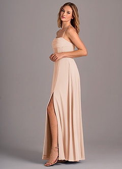 Azazie Carolyn Bridesmaid Dresses English Rose A-Line Pleated Chiffon Dress image3