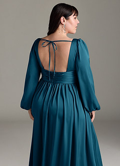 Azazie Norah Bridesmaid Dresses Ink Blue A-Line Stretch Satin Dress image13
