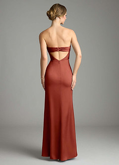 Azazie Leonis Bridesmaid Dresses Terracotta Mermaid Pleated Stretch Satin Convertible Dress image2