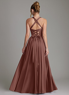 Azazie Francis At-home Try On Dresses Agave A-Line Corset Stretch Satin Dress image2