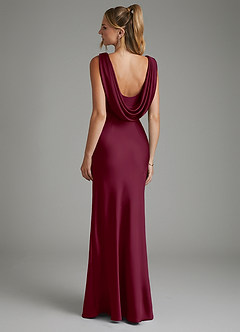 Azazie Elena Bridesmaid Dresses Mulberry Mermaid Pleated Stretch Satin Dress image2